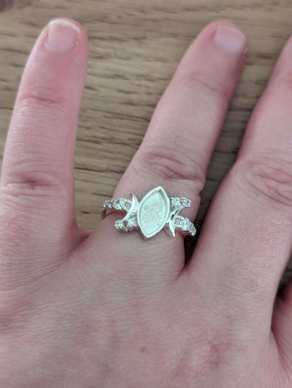 Artistic Keepsake Marquise Crescent Moon Cubic Zirconia Ring