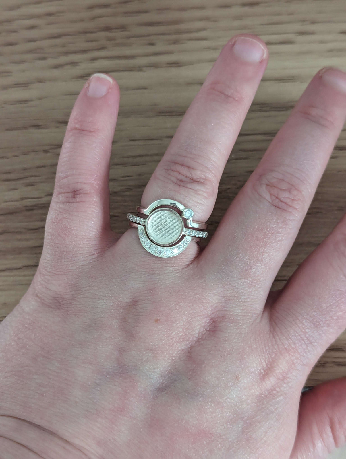 Halo Circular Orbit Cubic Zirconia Ring Set