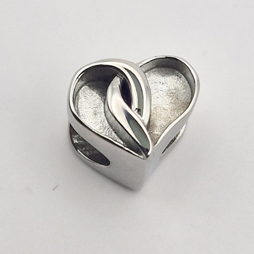 Stainless Steel Intertwined Heart Keepsake Slider Charm