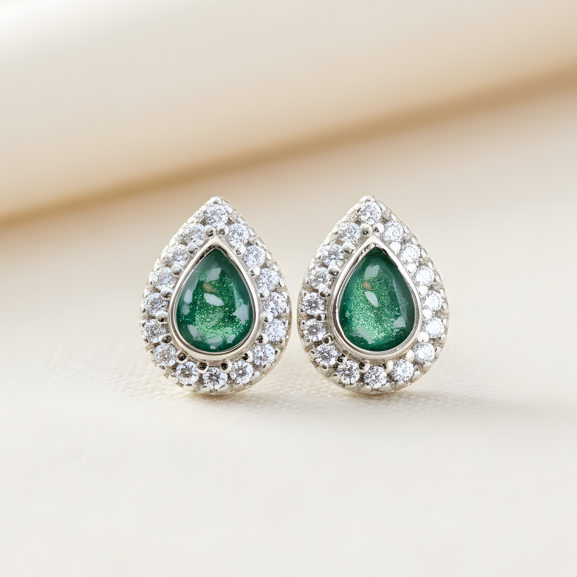 Keepsake Cubic Zirconia Halo Droplet Stud Earring