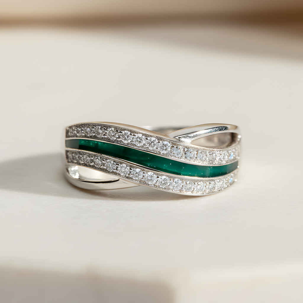 Artistic Wave Cubic Zirconia Ring