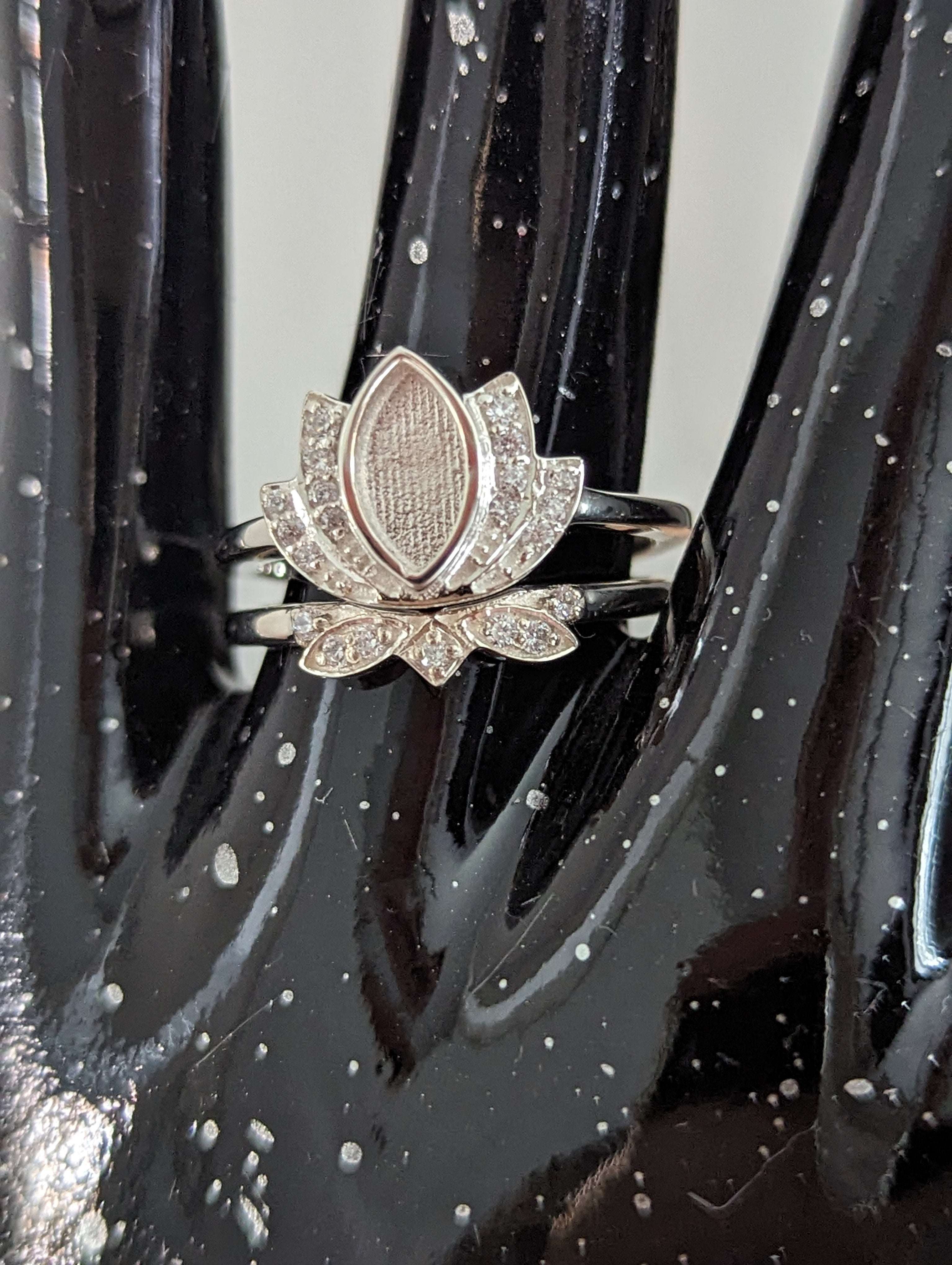 Full Bloom Lotus Cubic Zirconia Ring Set