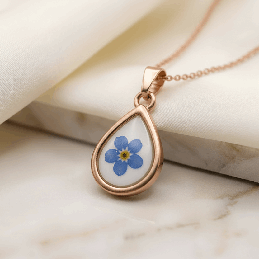 Rose Gold PVD Stainless Steel Classic Droplet Keepsake Pendant