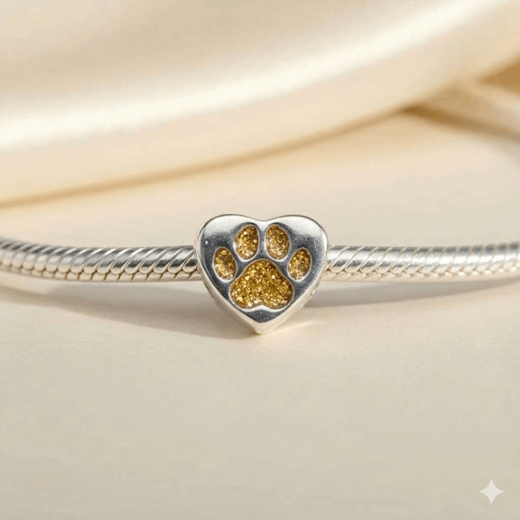 Stainless Steel Classic Pawprint Heart Keepsake Charm