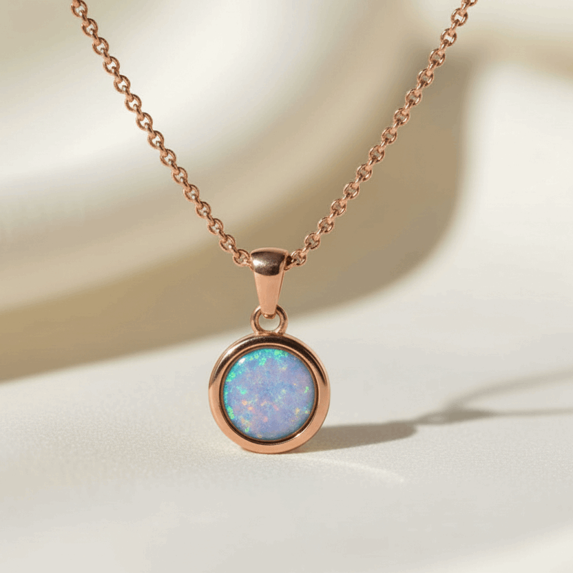Rose Gold PVD Stainless Steel Classic Button Keepsake Pendant