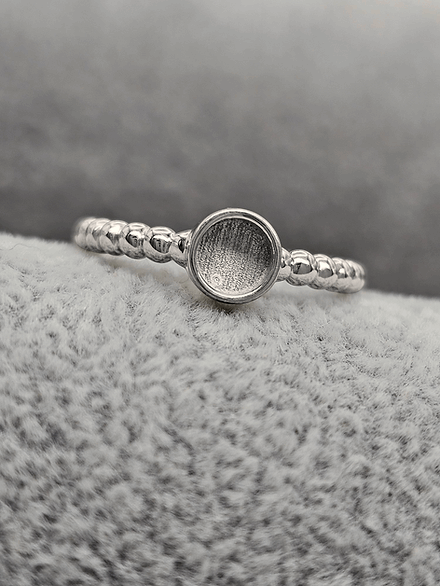 Beaded Band Round Keepsake Ring
