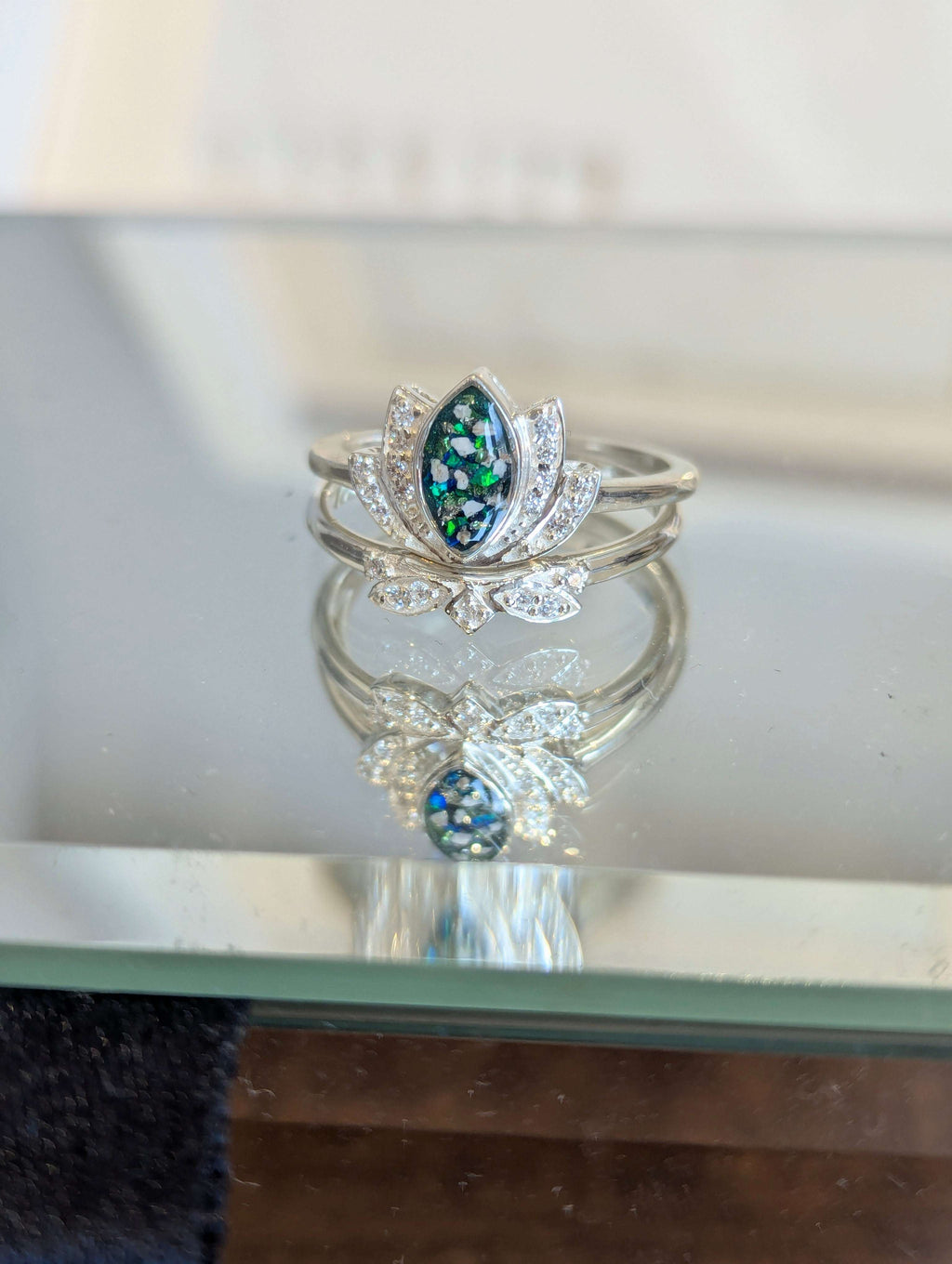Full Bloom Lotus Cubic Zirconia Ring Set