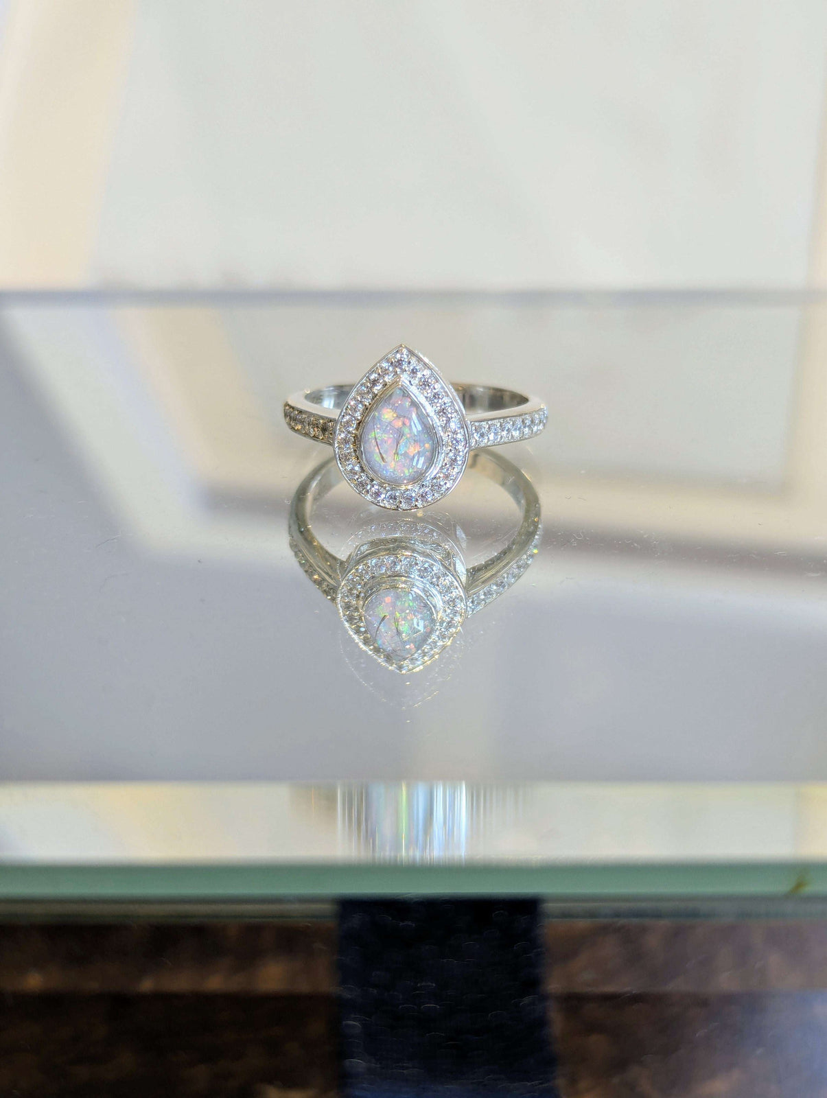 Droplet Halo Full Cubic Zirconia Keepsake Ring