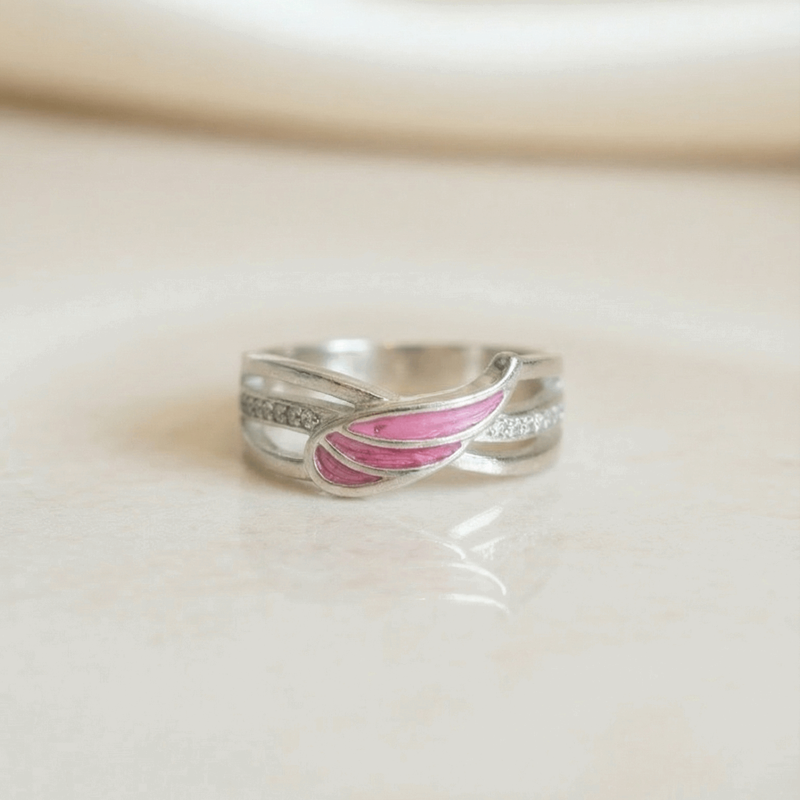 Angel Wing Sparkle Cubic Zirconia Keepsake Ring