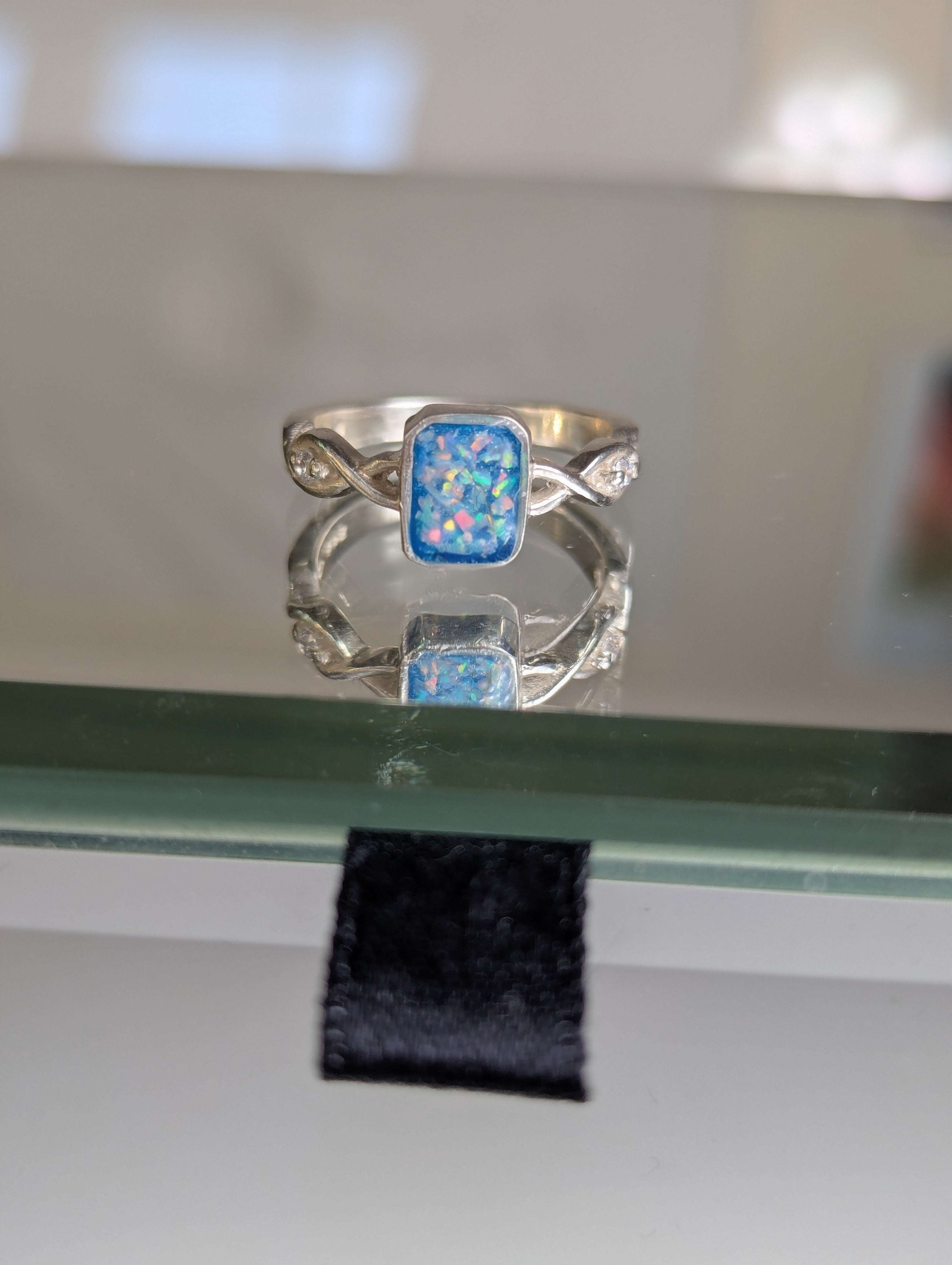 Emerald shape Twist Band Cubic Zirconia Accent Ring