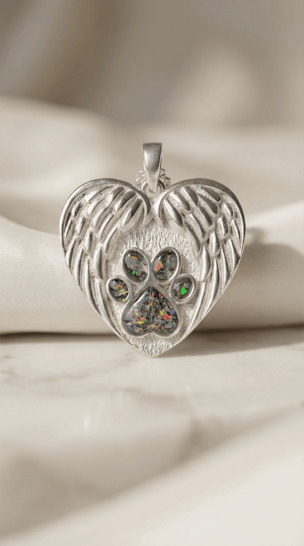 Keepsake Wing and Paw Heart Pendant