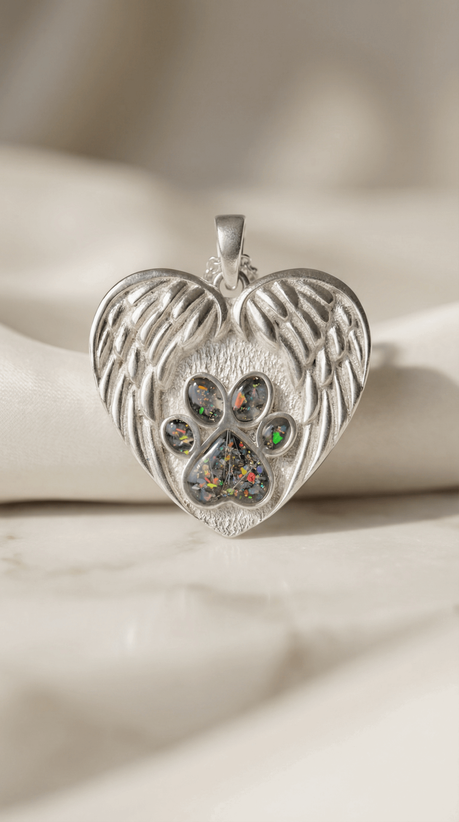 Keepsake Wing and Paw Heart Pendant