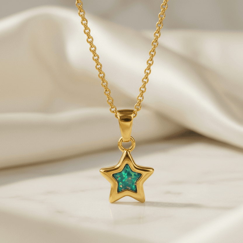 Yellow Gold PVD Stainless Steel Classic Star Keepsake Pendant
