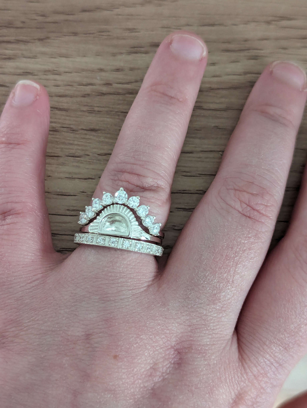 Semicircular Setting Sun Crown Ring Set