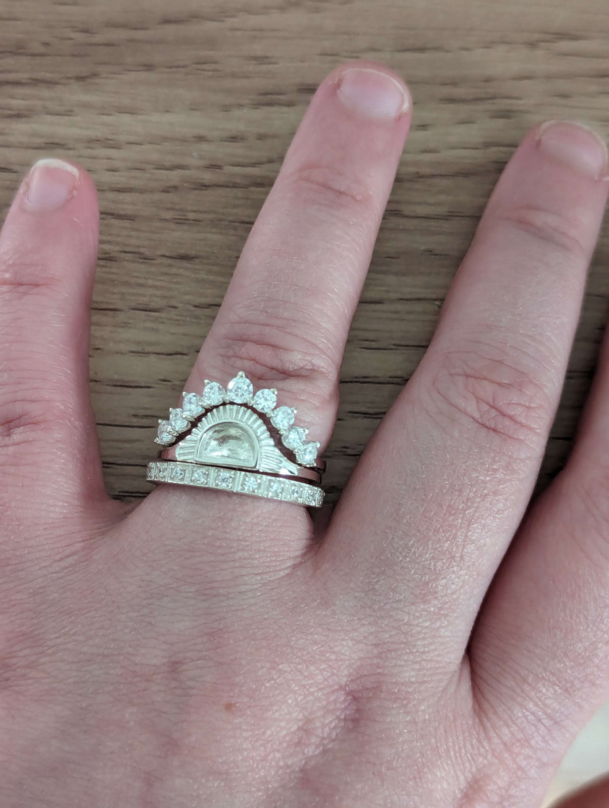 Semicircular Setting Sun Crown Ring Set