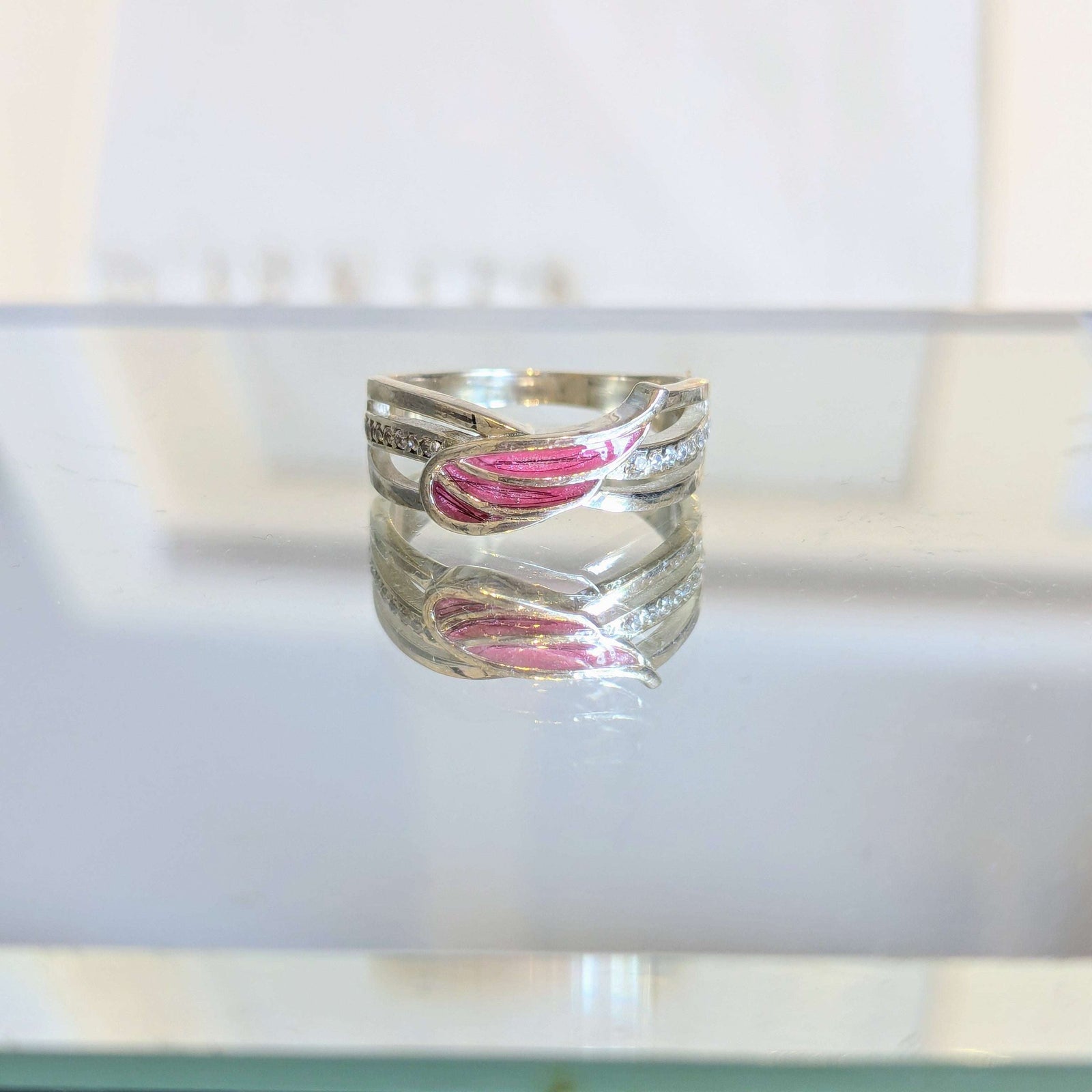 Angel Wing Sparkle Cubic Zirconia Keepsake Ring