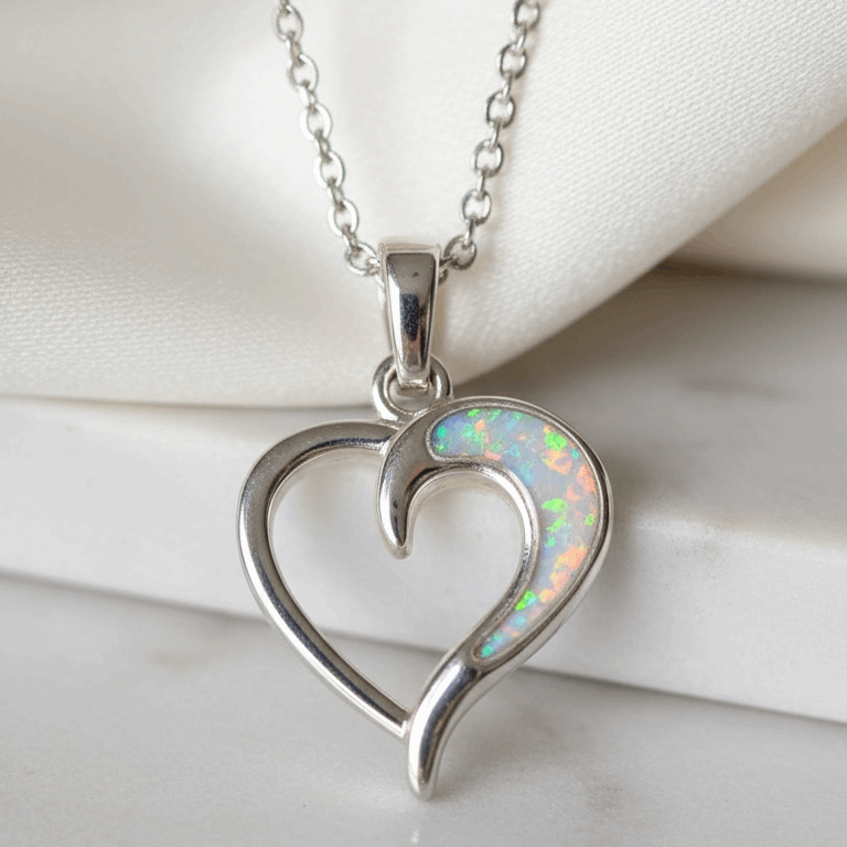 Open Heart Half Filled Pendant