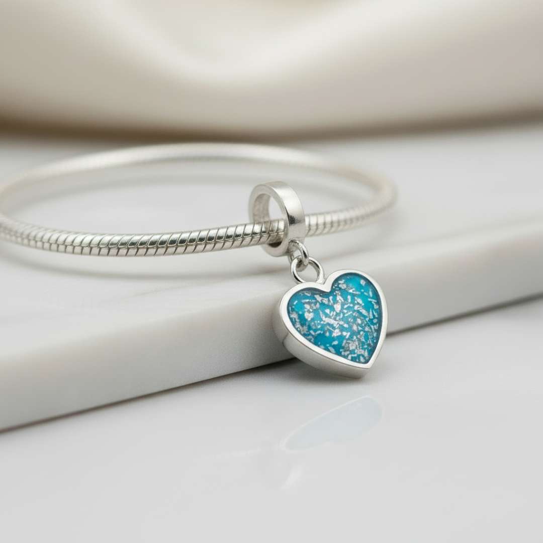 Stainless Steel Dangling Heart Keepsake slider Charm