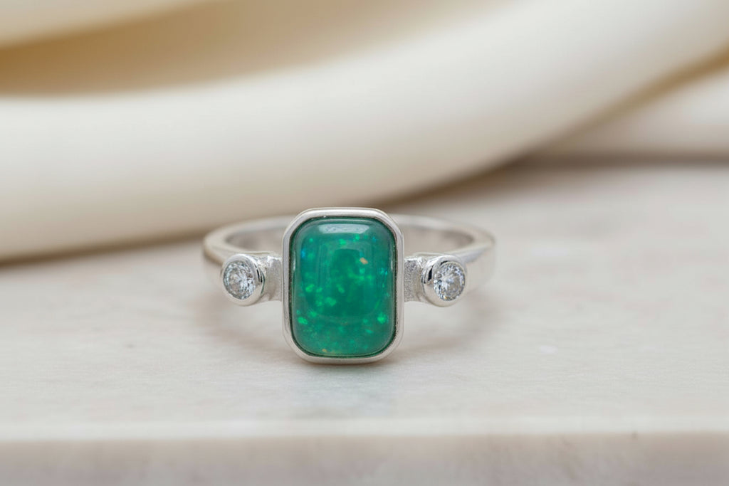 Regal Emerald with Cubic Zirconia Accent Keepsake Ring