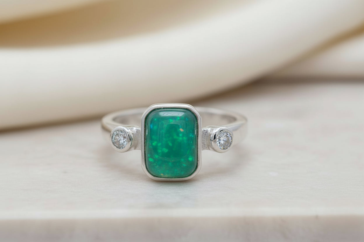 Regal Emerald with Cubic Zirconia Accent Keepsake Ring