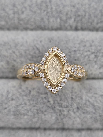 Custom for Heather - 9k solid gold Regal Marquise Sparkle Cubic Zirconia Halo and Accents Ring