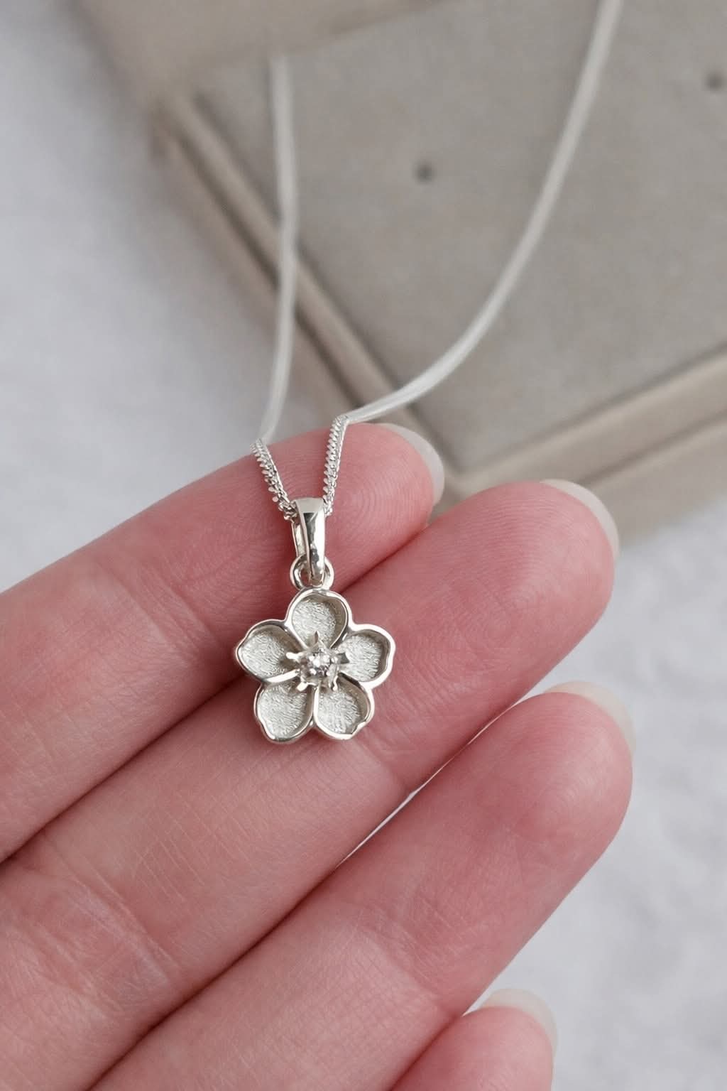 Flower Sparkle Cubic Zirconia Keepsake Pendant