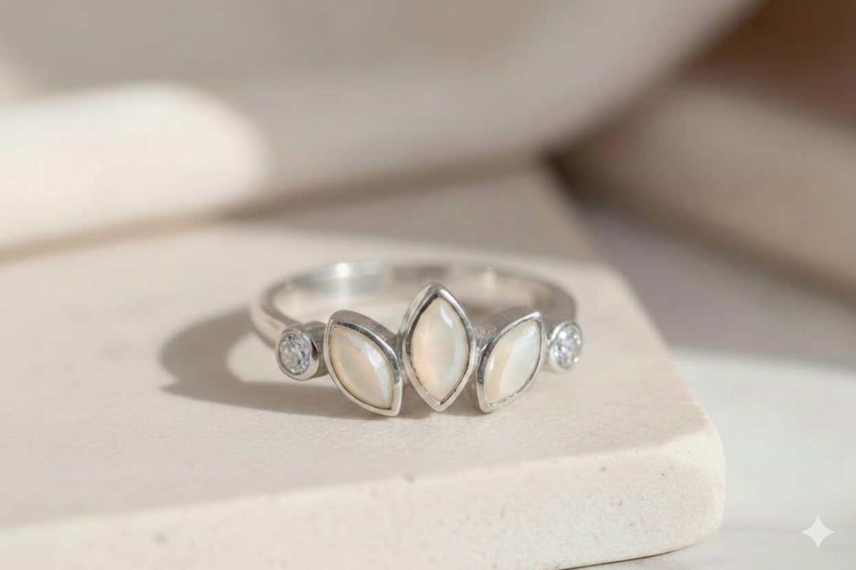 Gold triple petal ring custom for Jemma