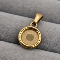 Yellow Gold PVD Stainless Steel Classic Button Keepsake Pendant