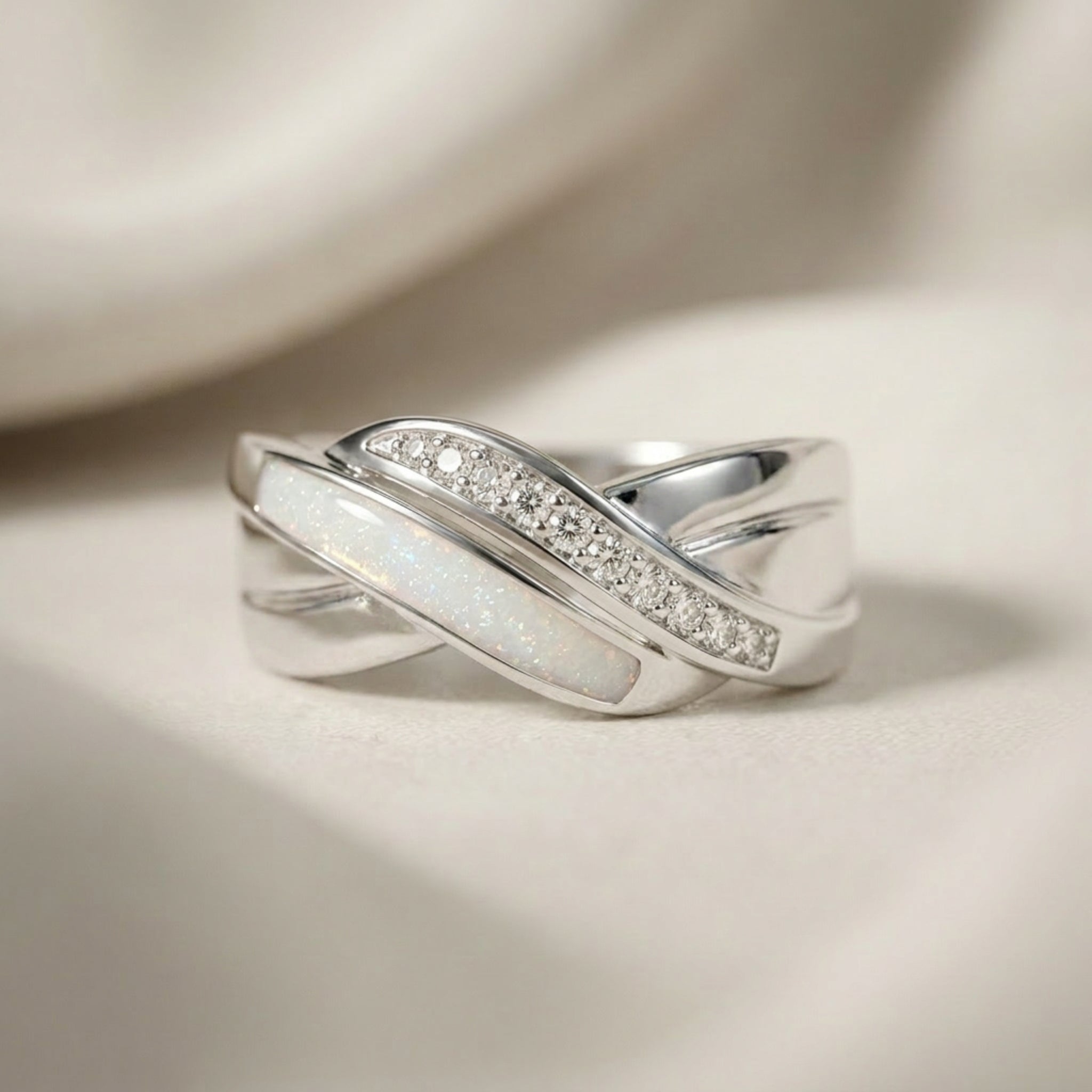 Cubic Zirconia Knotted Band Keepsake Channel Ring