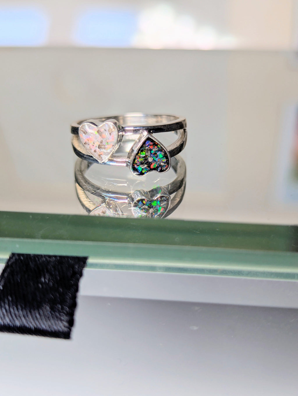 Keepsake Double Heart Memorial Ring