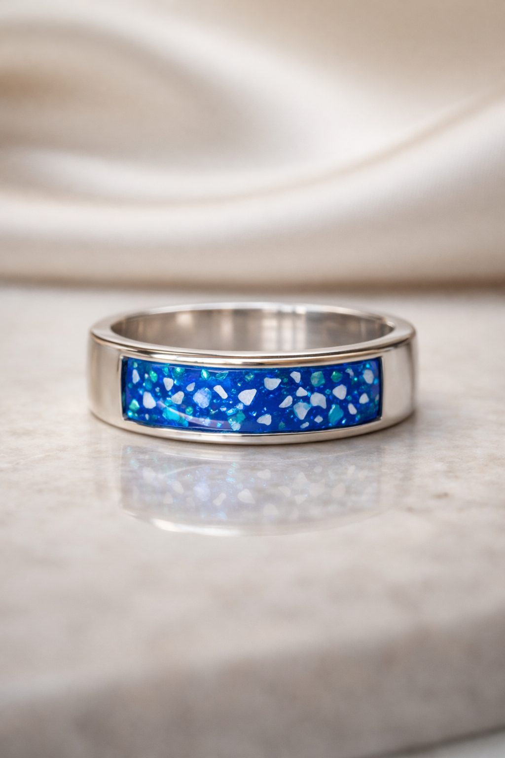 Rectangle Inlay Band | Handmade Resin Jewellery UK | Precious Mementos ...