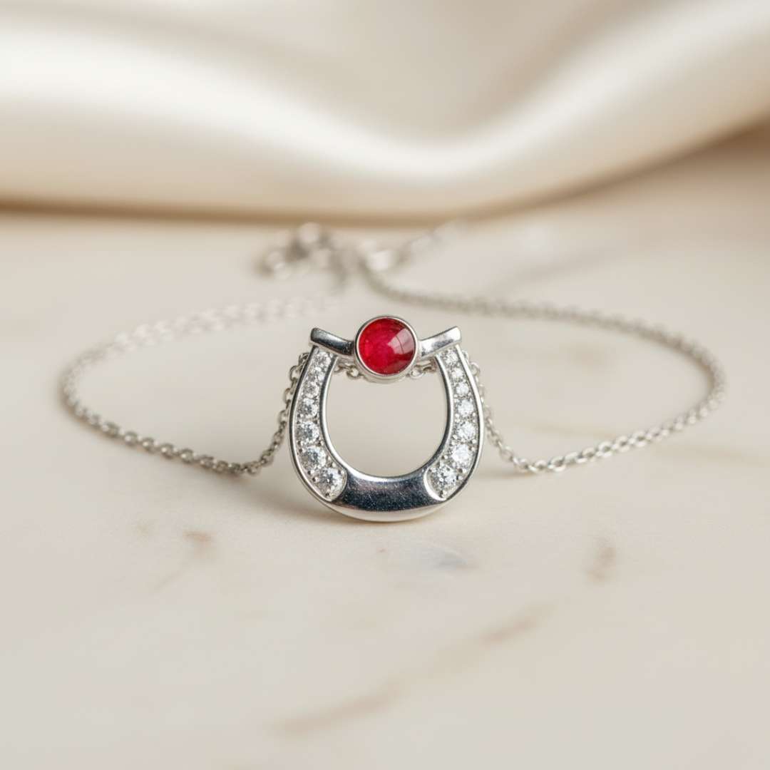 Horseshoe Cubic Zirconia Keepsake Pendant