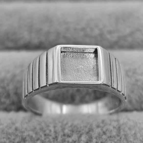 Square Wide Watch Band Style Inlay Ring