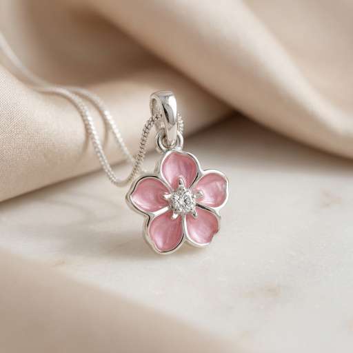 Flower Sparkle Cubic Zirconia Keepsake Pendant