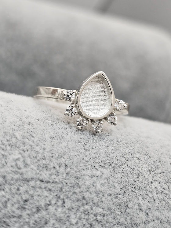 Keepsake Droplet Cubic Zirconia Half Halo Memorial Ring