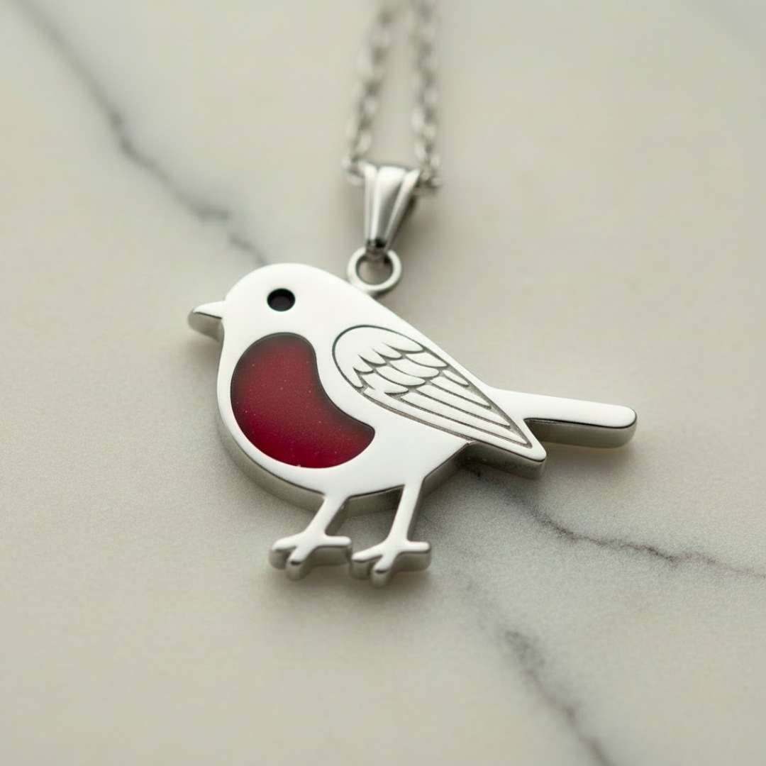 Stainless Steel Bird Robin 2-D Keepsake Pendant
