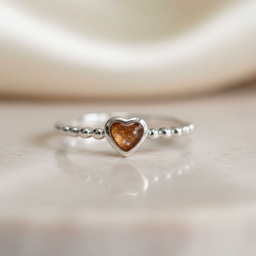 Heart Tiny Beaded Band Ring