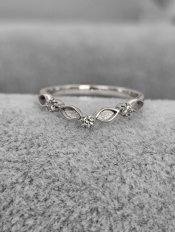 Keepsake Cubic Zirconia Half V Wishbone Band Sparkle Memorial Ring