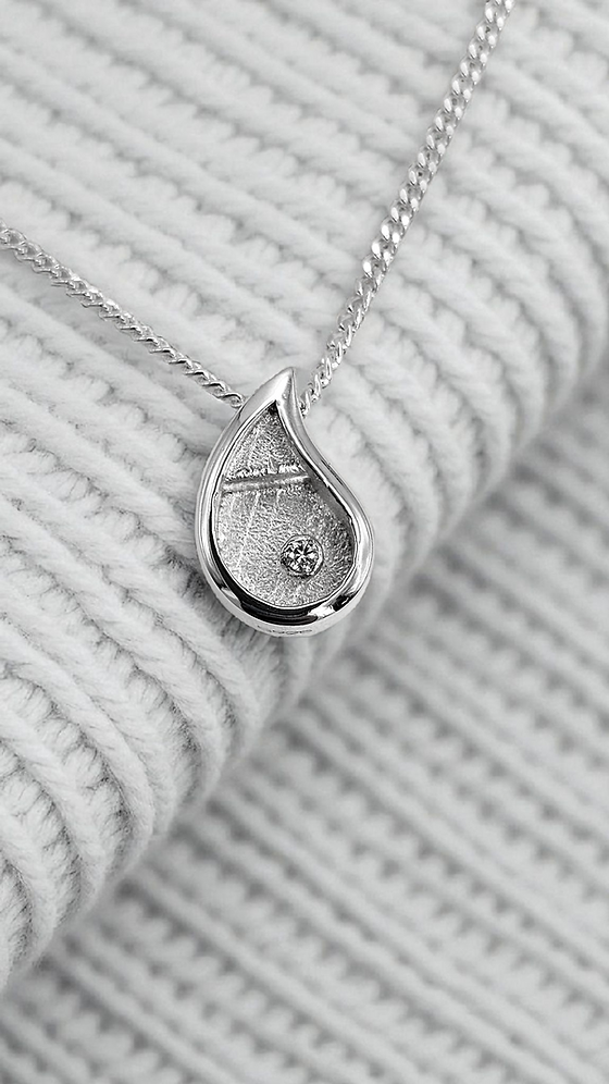 Droplet Floating Cubic Zirconia Keepsake Pendant