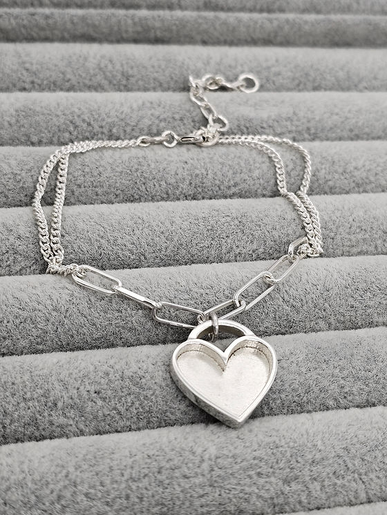 Paperclip Chain Heart Keepsake Bracelet