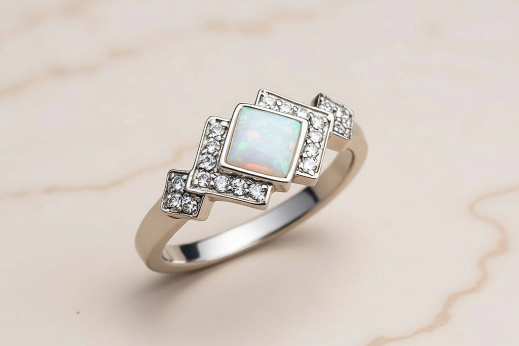 Keepsake Avant-garde Art Deco Cubic Zirconia Memorial Ring