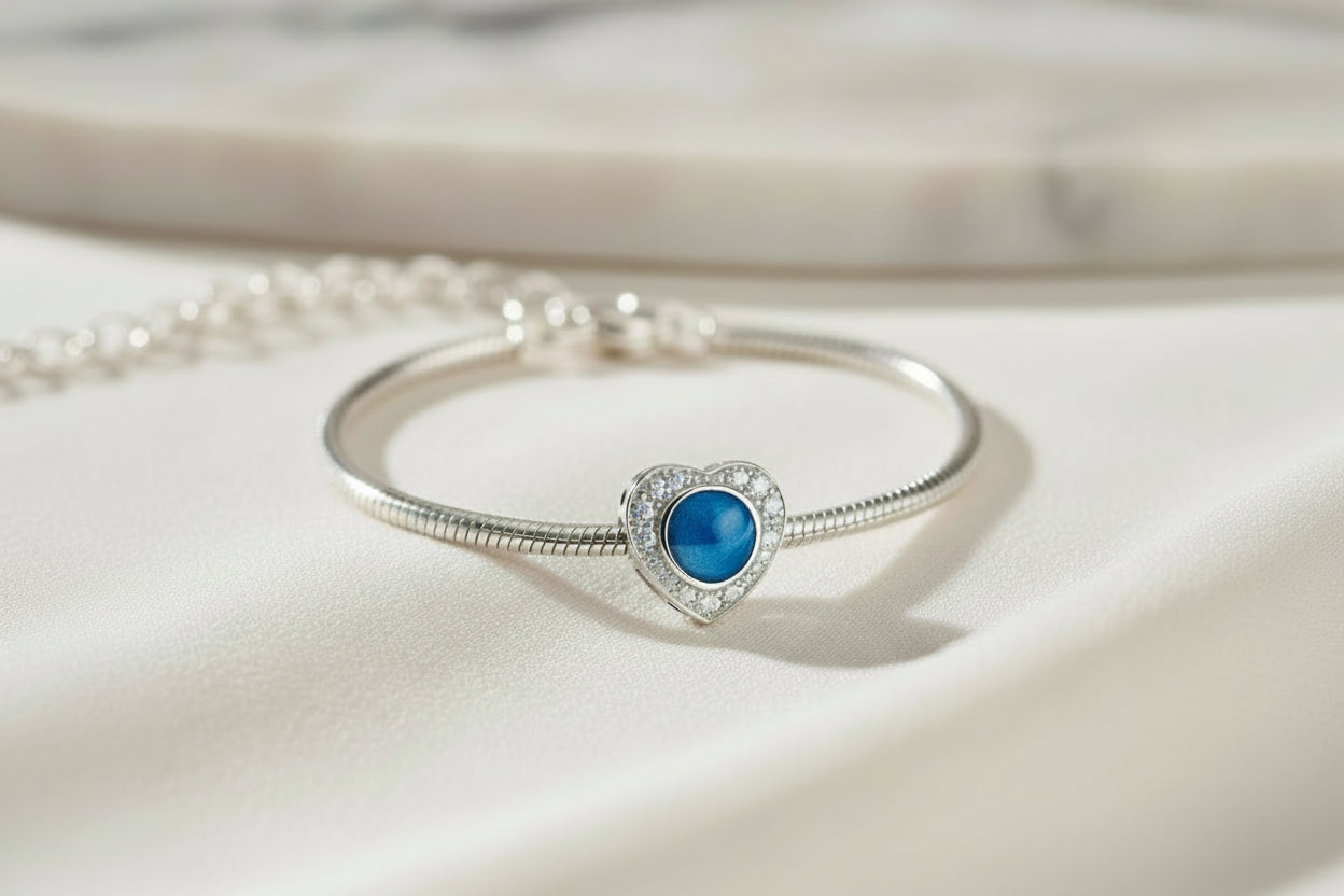 Radiant Heart Keepsake Cubic Zirconia Halo Charm