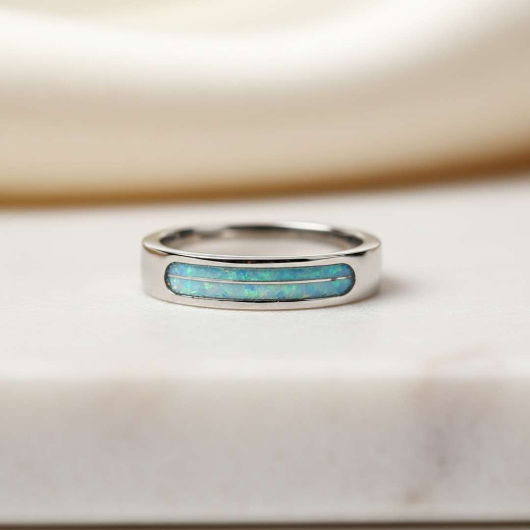 4mm Rectangular Rounded Front Channel Inlay Band Ring