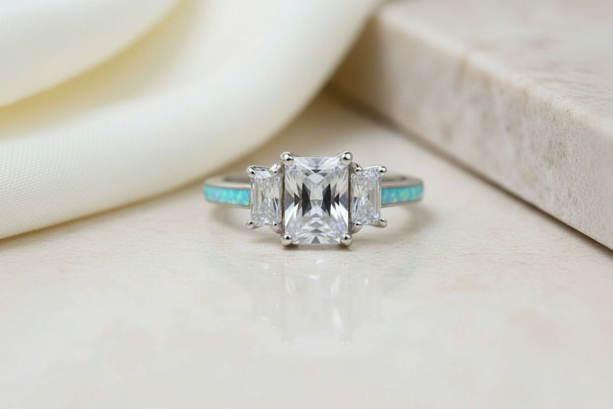 Triple Emerald Keepsake Ring