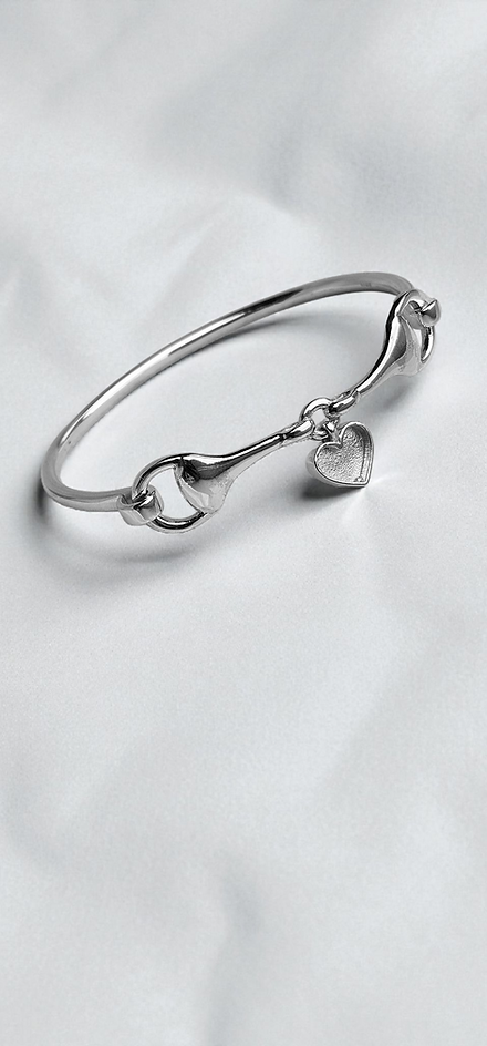 Dangling Heart Horse Bit Keepsake Bangle