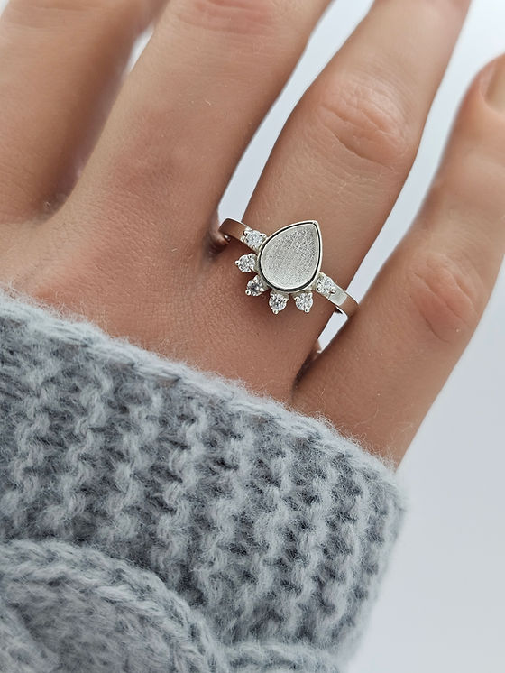 Keepsake Droplet Cubic Zirconia Half Halo Memorial Ring