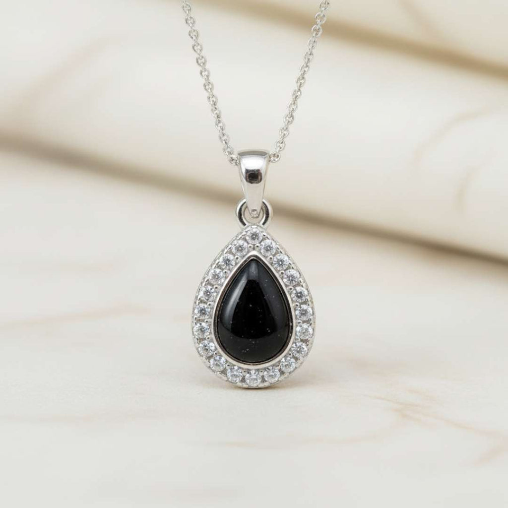 Droplet Cubic Zirconia Halo Keepsake Pendant