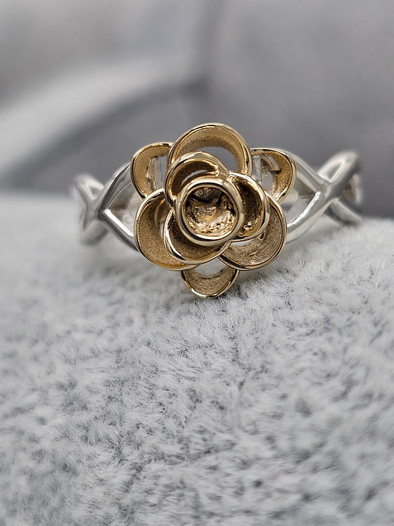 Keepsake Rose Memorial Ring with or without Gold Accents