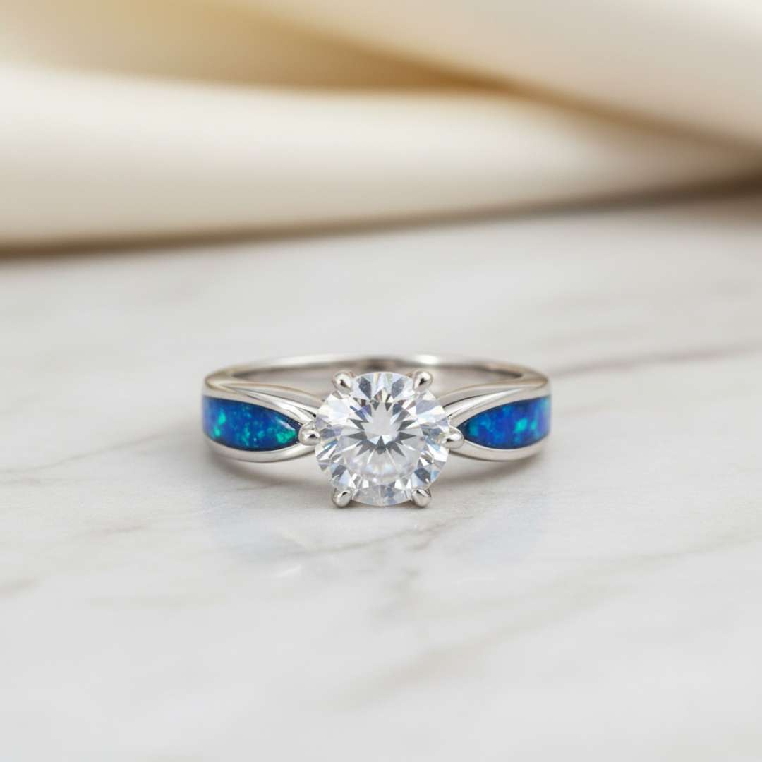 Stainless Steel Keepsake Solitaire Classic Accent Ring