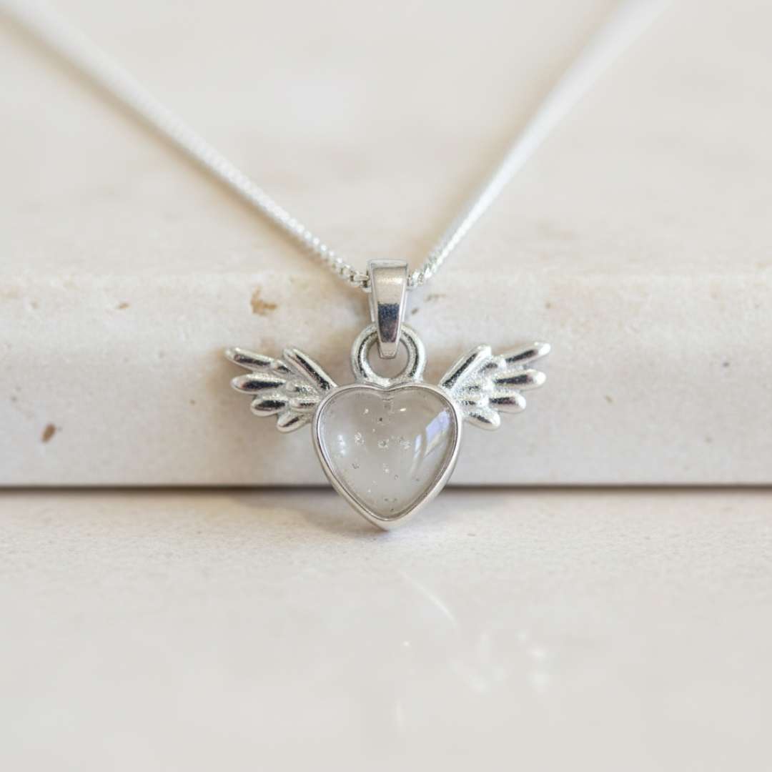 Dainty Heart with Wings Keepsake Pendant